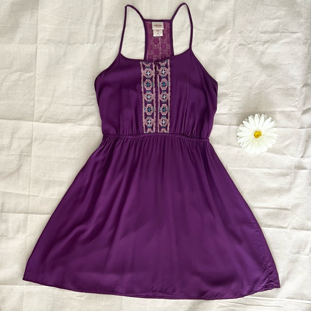 Mossimo Embroidered Mini Sundress in Purple: Size Small